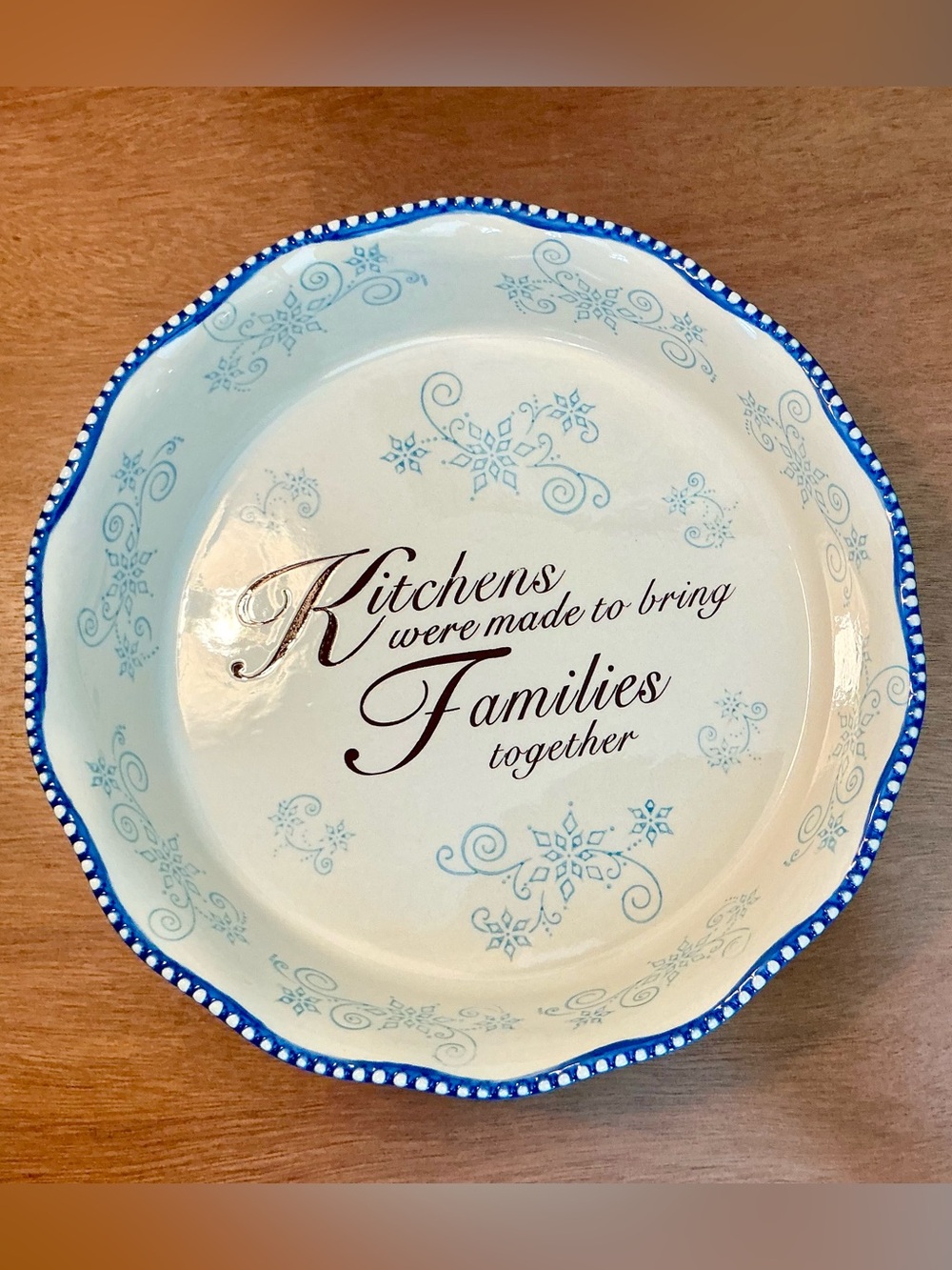 Set of 2-Temp-Tations By Tara/Floral Lace Blue 9” Pie Plates